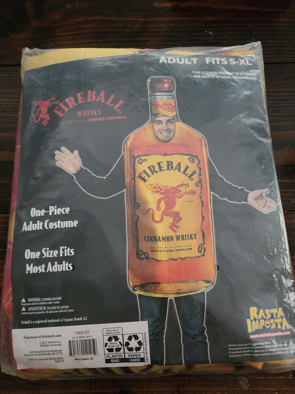 NWT Fireball Whiskey Bottle Adult Costume Rasta Imposta One Size Fits Most